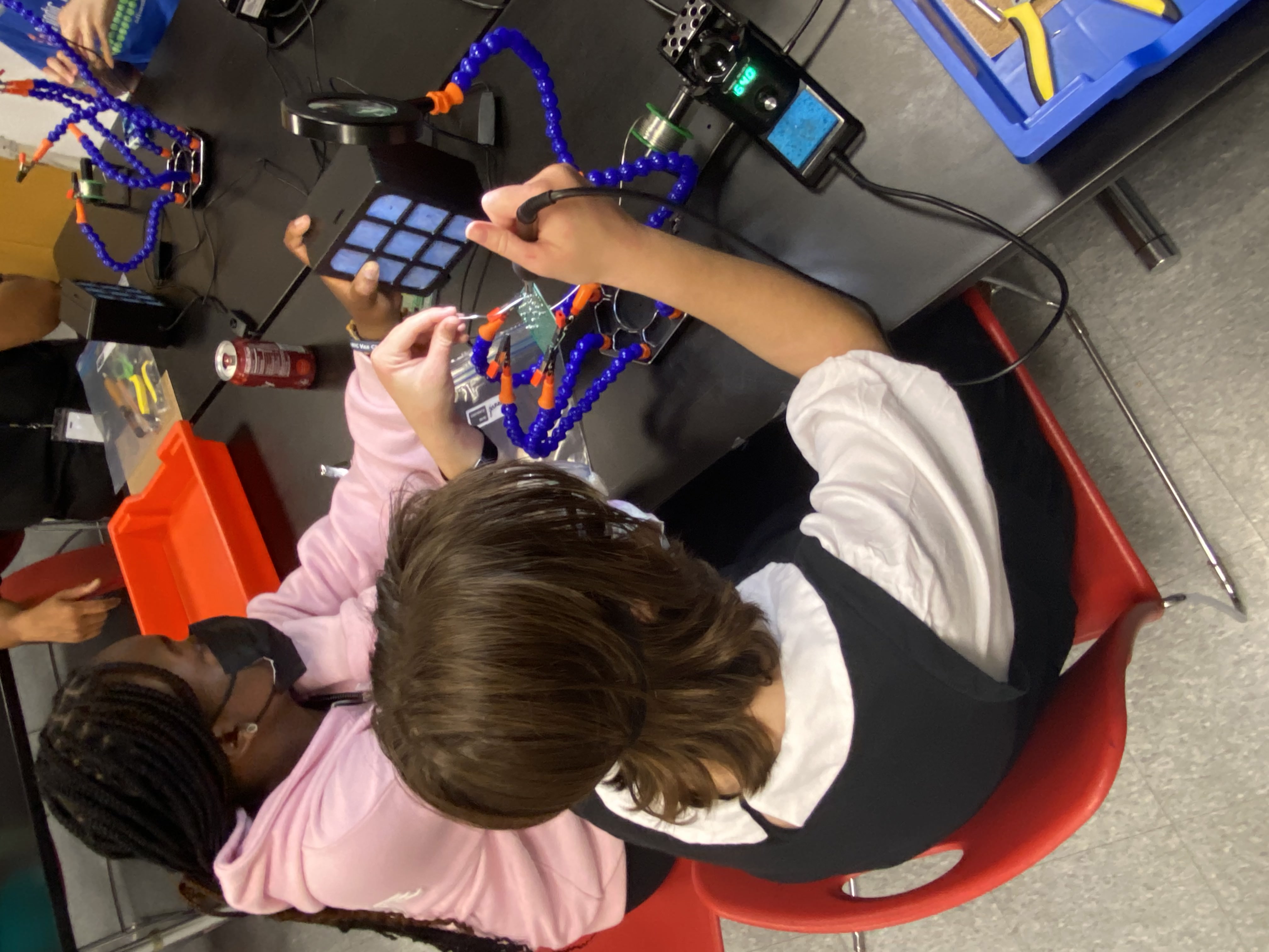 Students performing experiments